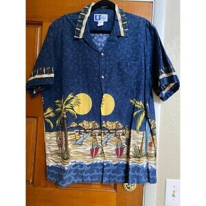 VTG. R J C Mens Hawaiian Shirt  SZ XL/Surfer Print